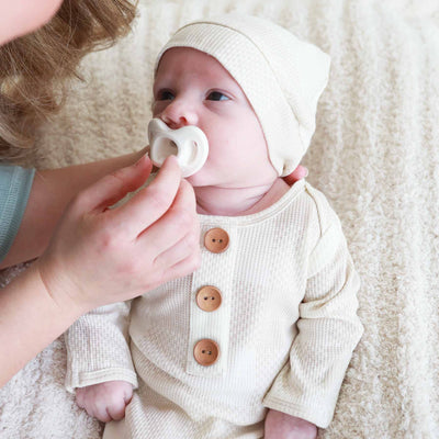 newborn knot gown and and cream check 