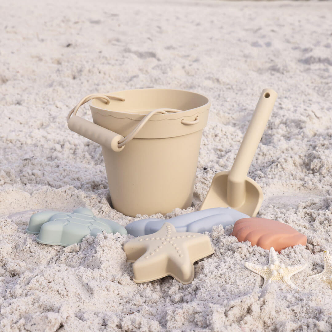 sand bucket and shovel on beach