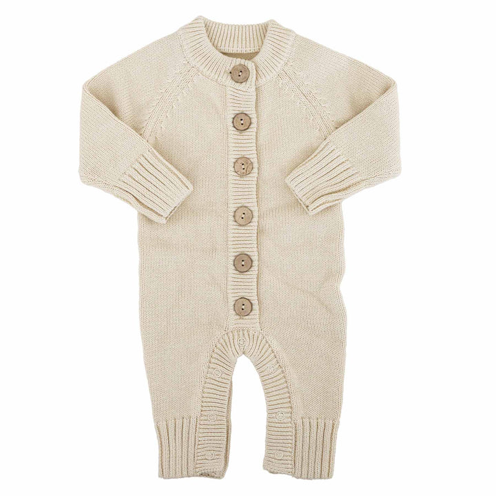 sand long sleeve knit romper for babies