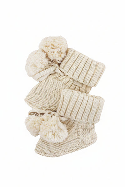 sand pom pom baby booties