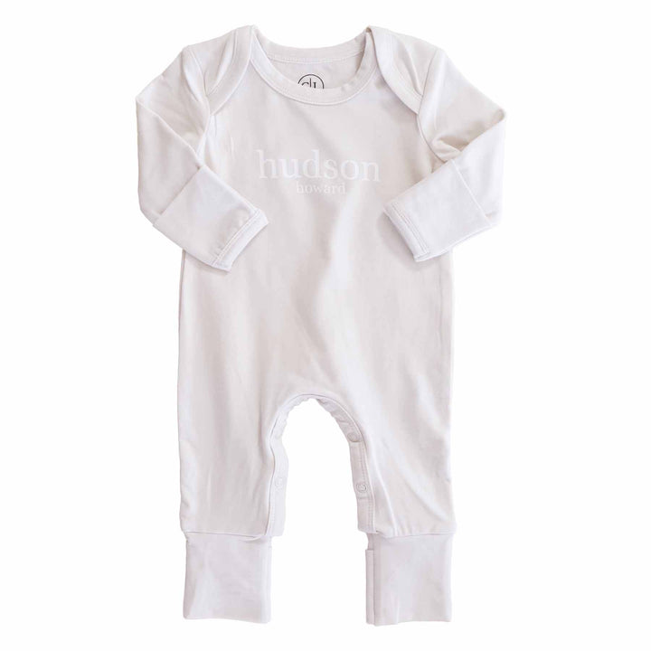 Personalized Full Length Snap Romper | Light Sand