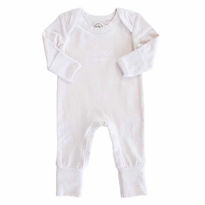 Personalized Full Length Snap Romper | Light Sand