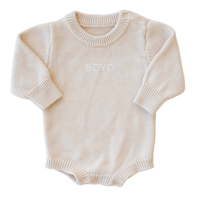 sand sweater romper personalized with name