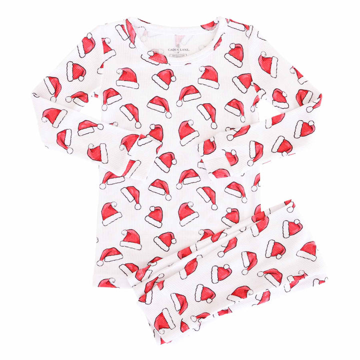kids santa hat two piece pajama set 