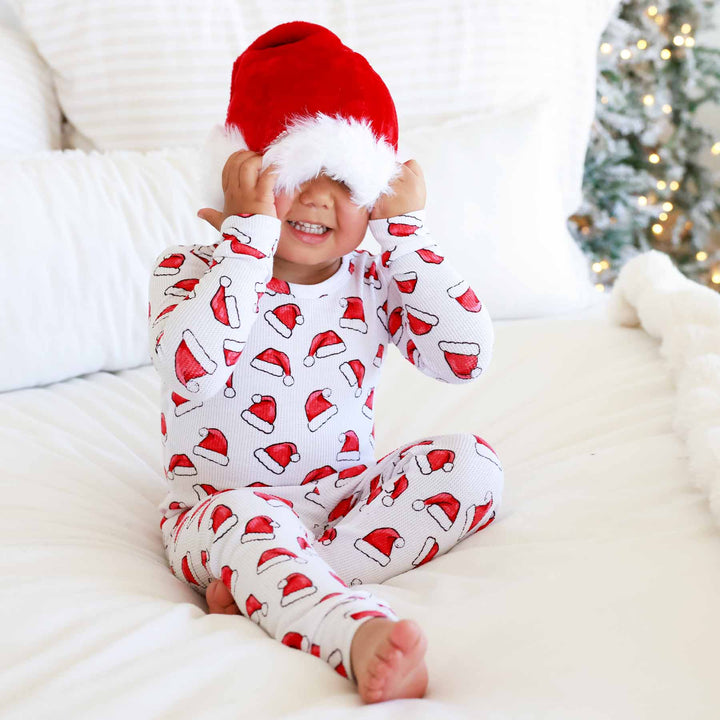 santa hat two piece pajama set for kids 