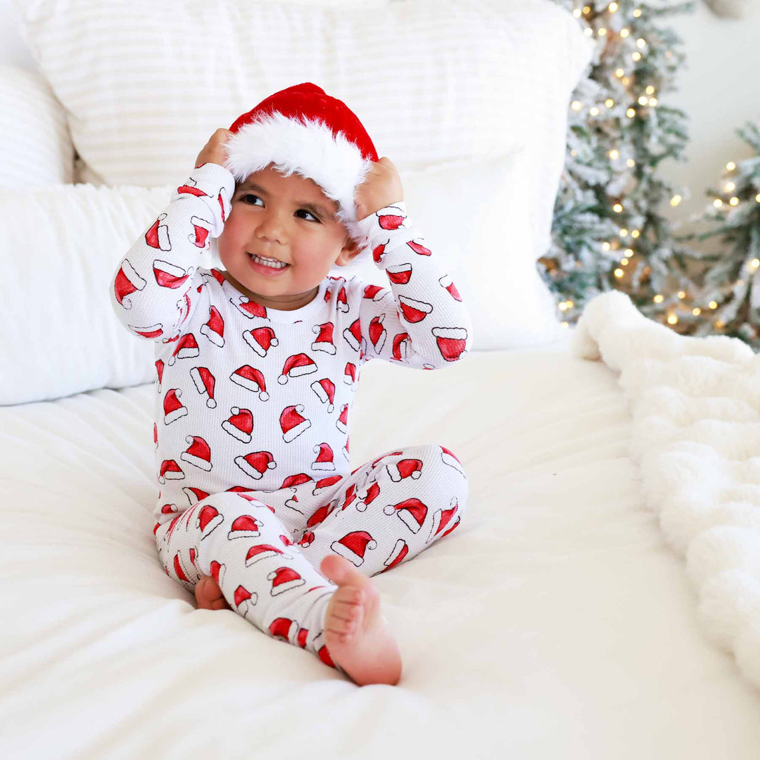 fluffy red santa hat christma pajamas 