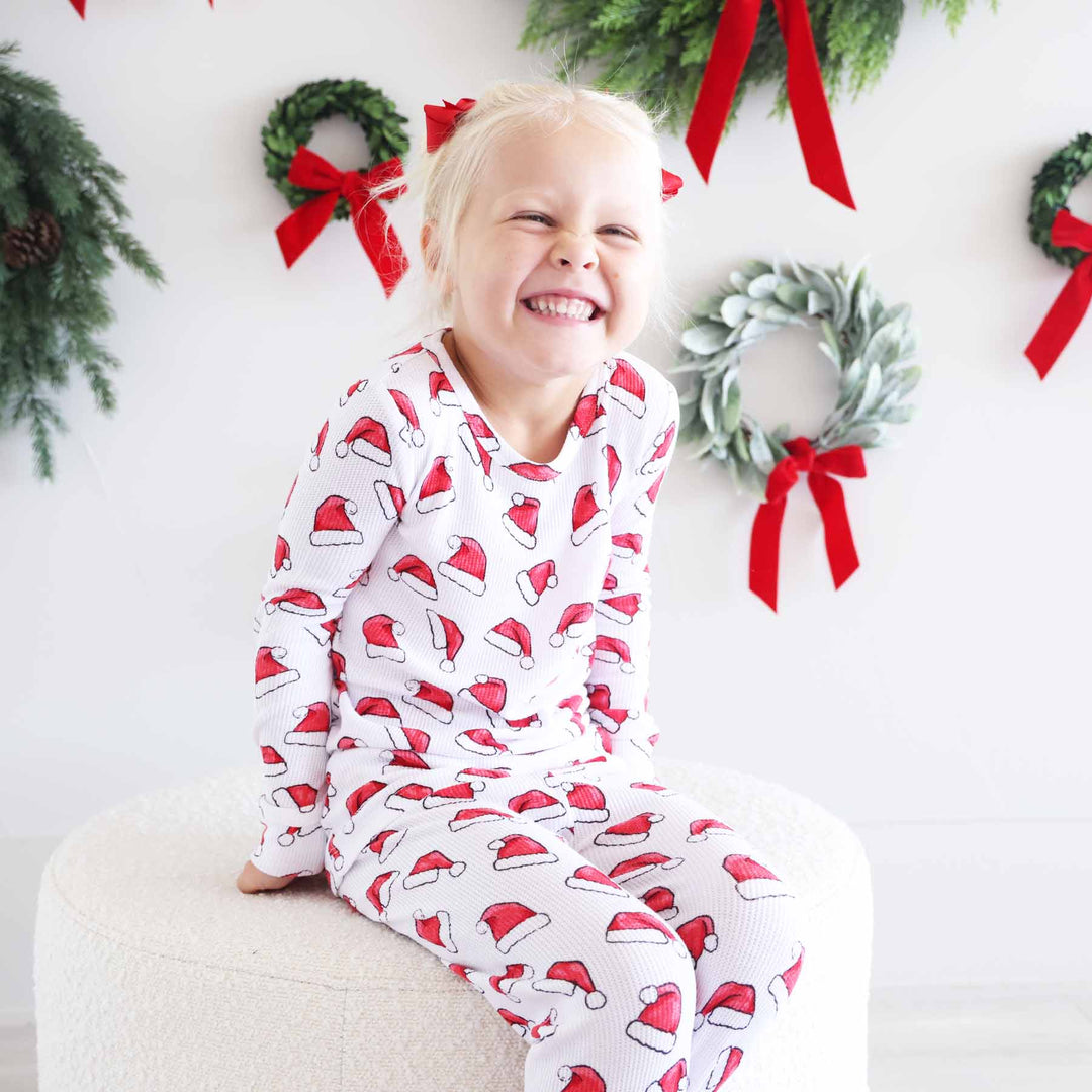 santa baby two piece pajamas for kids bamboo waffle gender neutral