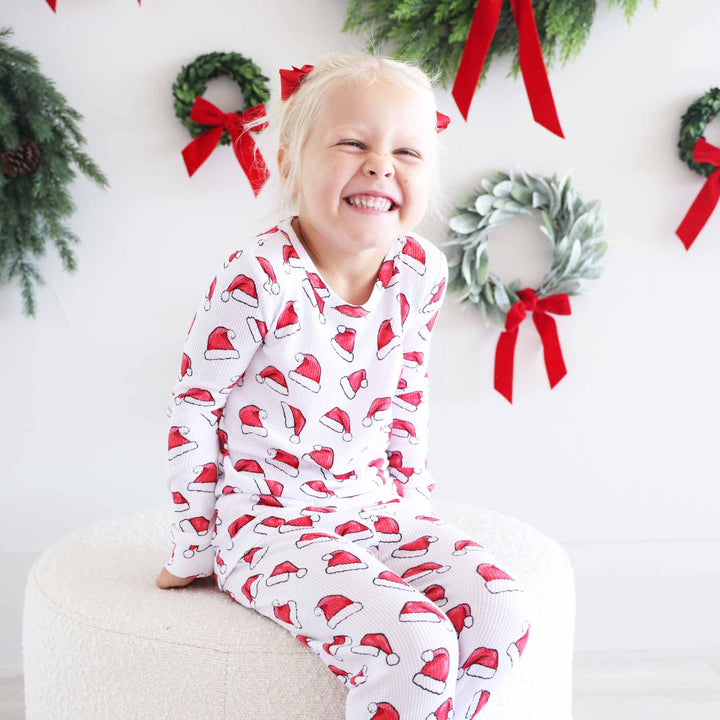 santa baby two piece pajamas for kids bamboo waffle gender neutral