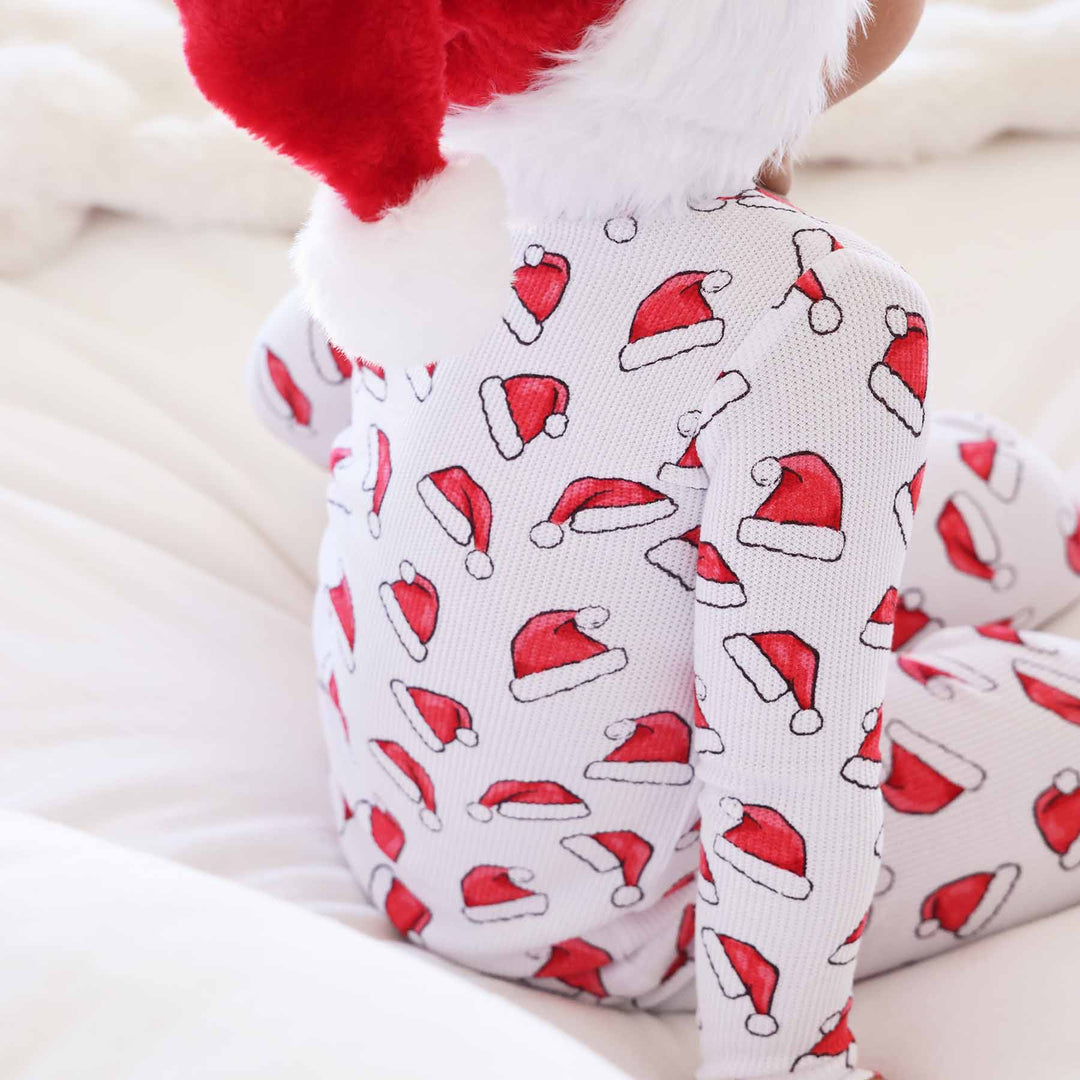 santa baby kids christmas pajamas with santa hats 