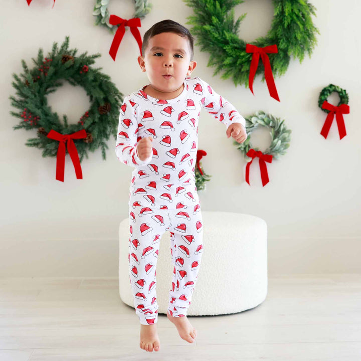 santa hat two piece pajama set for kids 