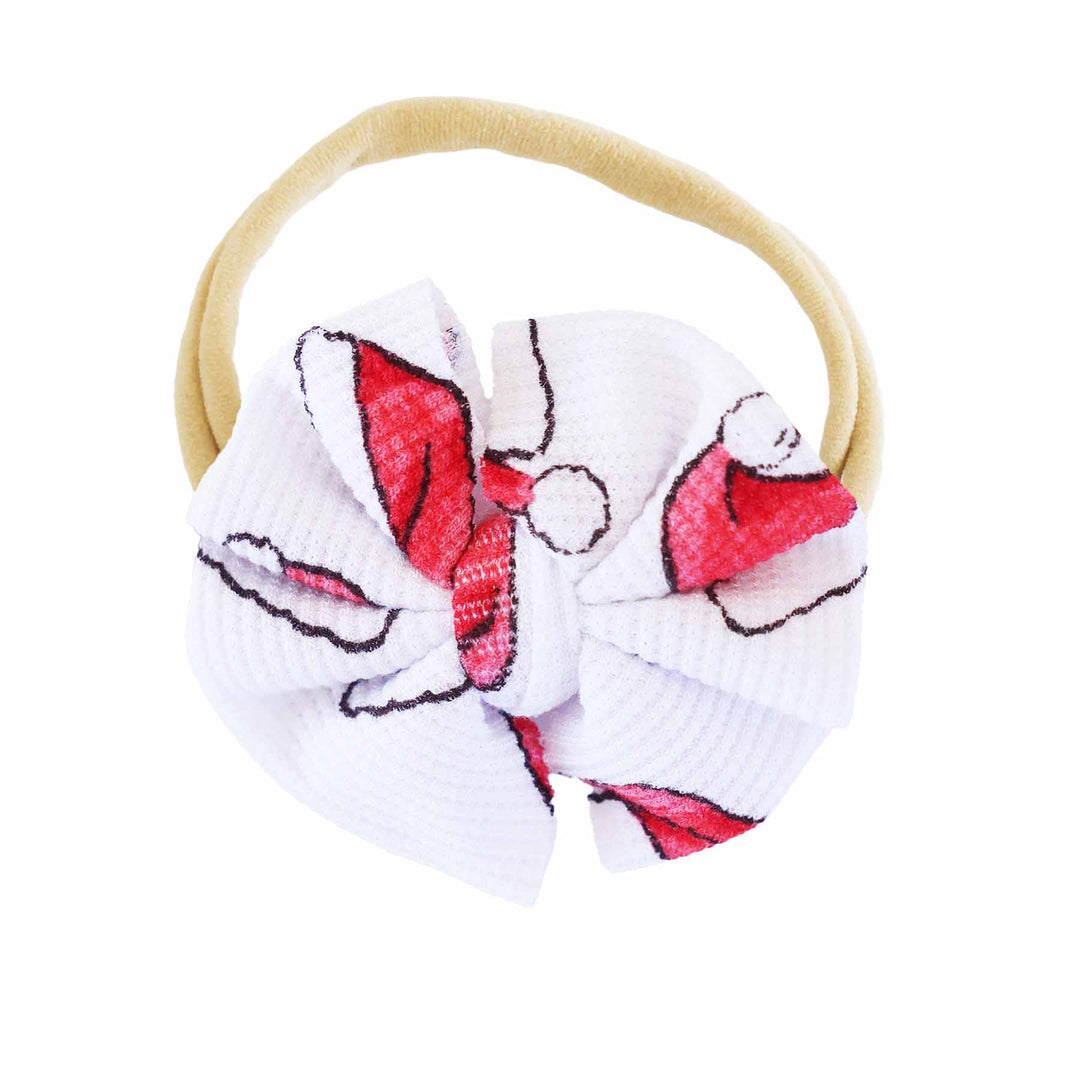 santa hat knit bow headband