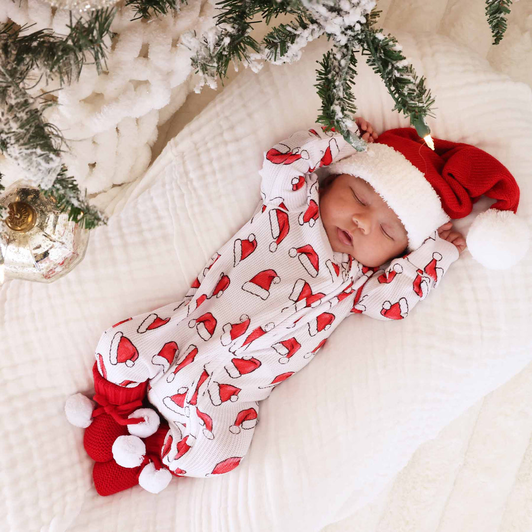 Christmas Bamboo Waffle Zipper Footies