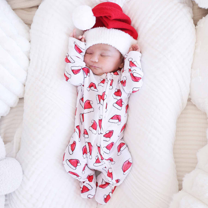 Christmas Bamboo Waffle Zipper Footies