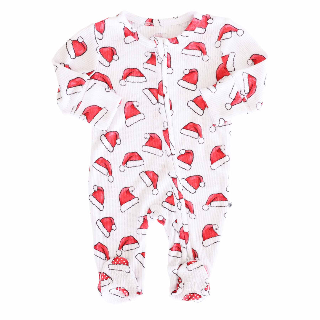 santa baby zipper footie pajama with flip mitts 
