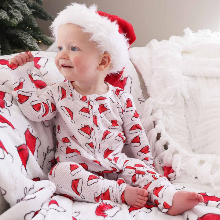 santa hat convertible zip romper pajama with double zippers 