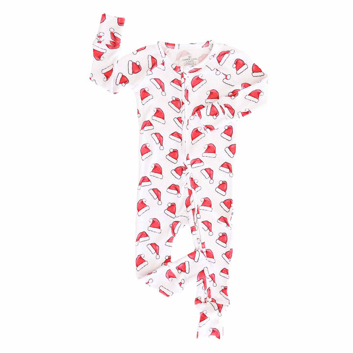 convertible zip romper pajama with santa hats 