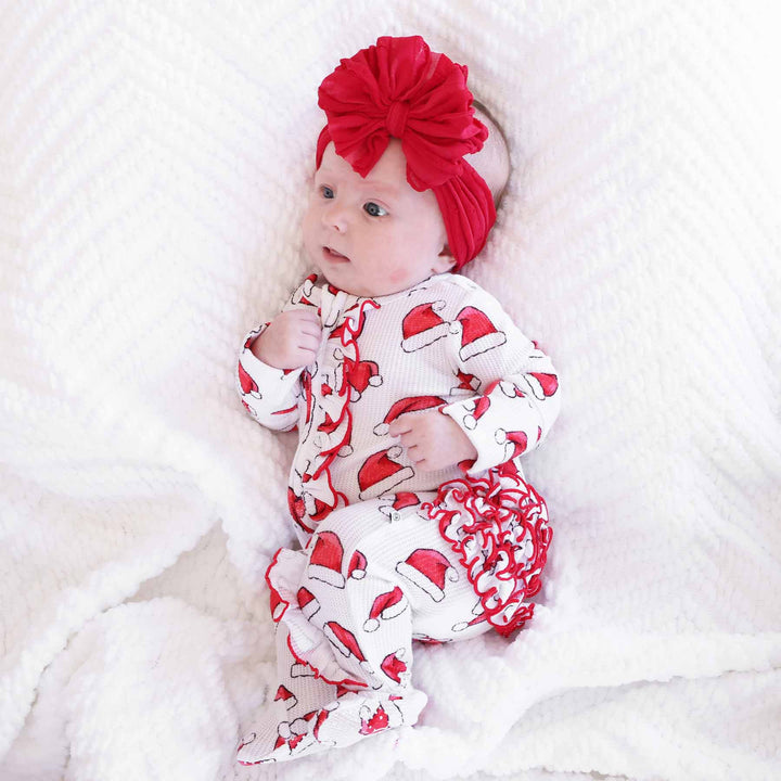 santa baby ruffle zipper footie for babies 