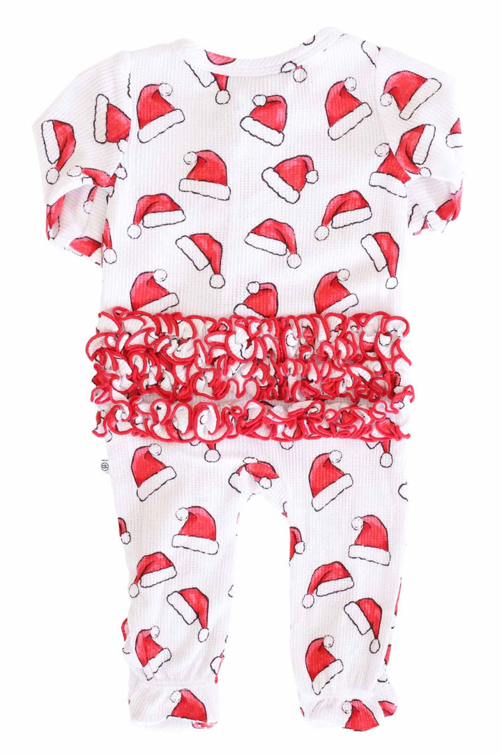 Caden Lane Santa hat print ruffle footie 