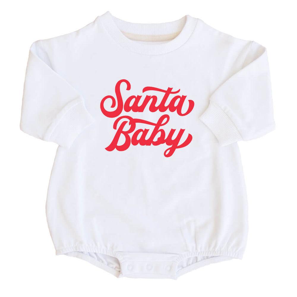 long sleeve sweatshirt bubble romper for christmas santa baby