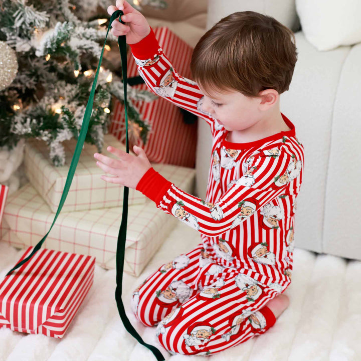 kids two piece pj set with long sleeve santa claus lane 