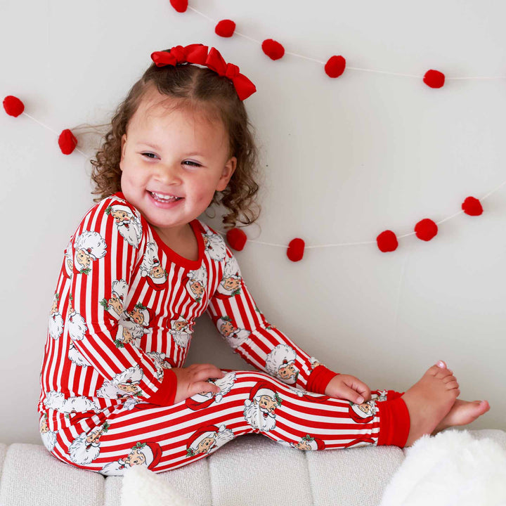 santa claus lane two piece pajama set for kids 