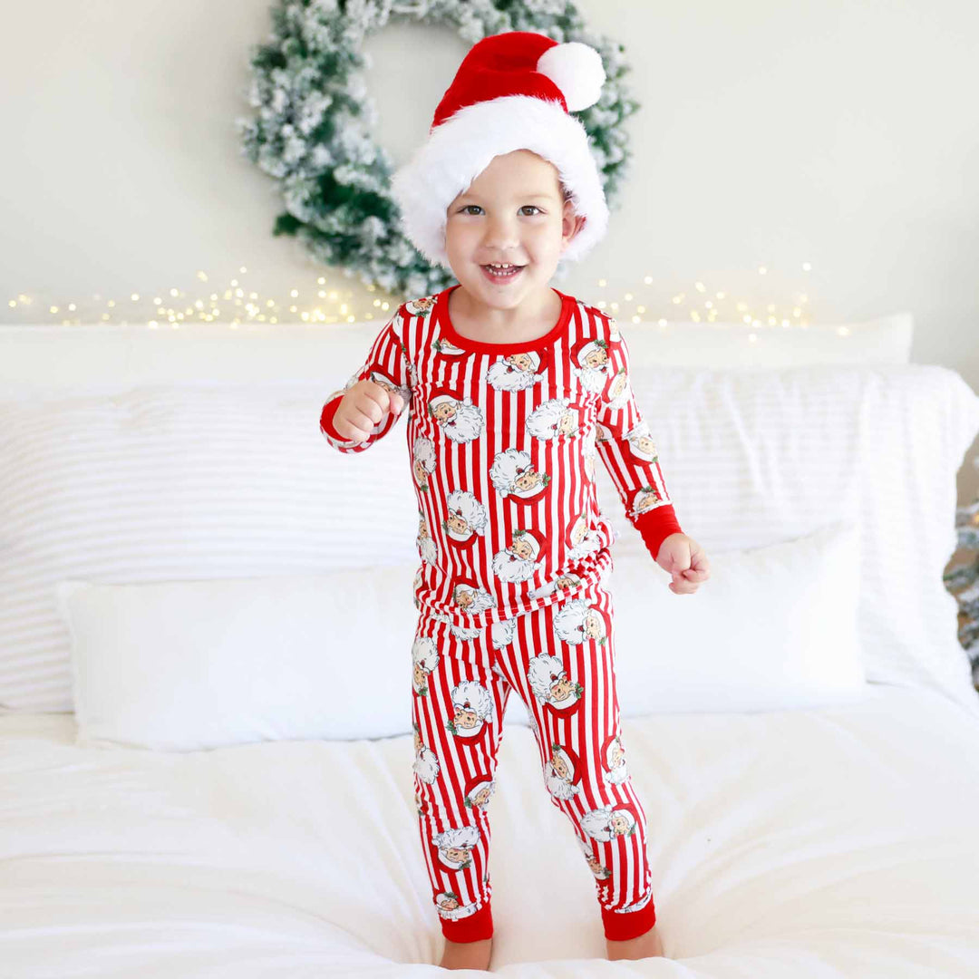 santa claus lane two piece pajama set for kids