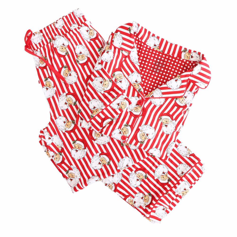 red and white stripes vintage santa collared lounge set for adults 