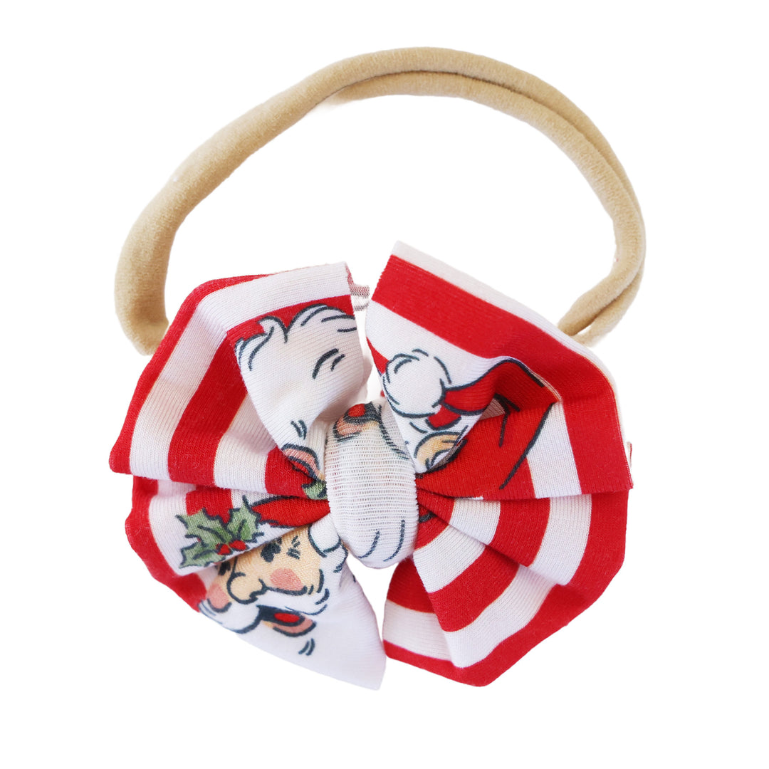 santa claus lane knit bow headband for babies 