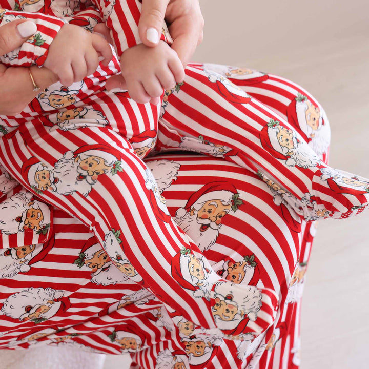 vintage santa head zipper footie pajama for babies