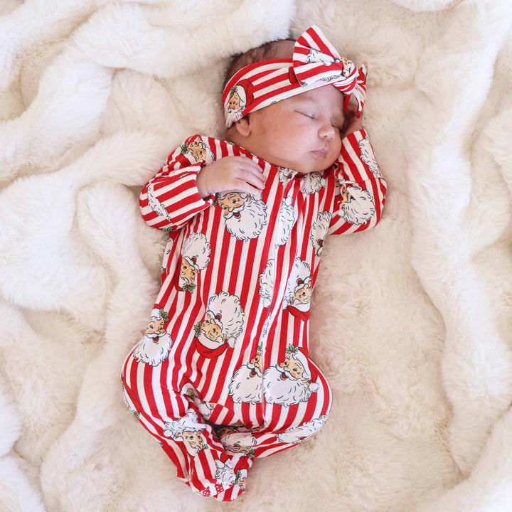 caden lane bamboo viscose santa stripe baby pajama footie