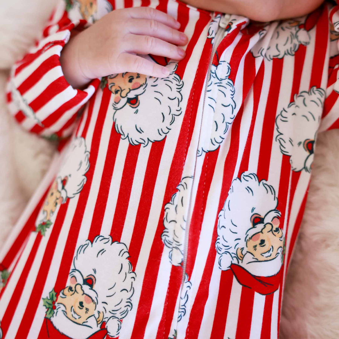 christmas gender neutral baby footie santa stripes