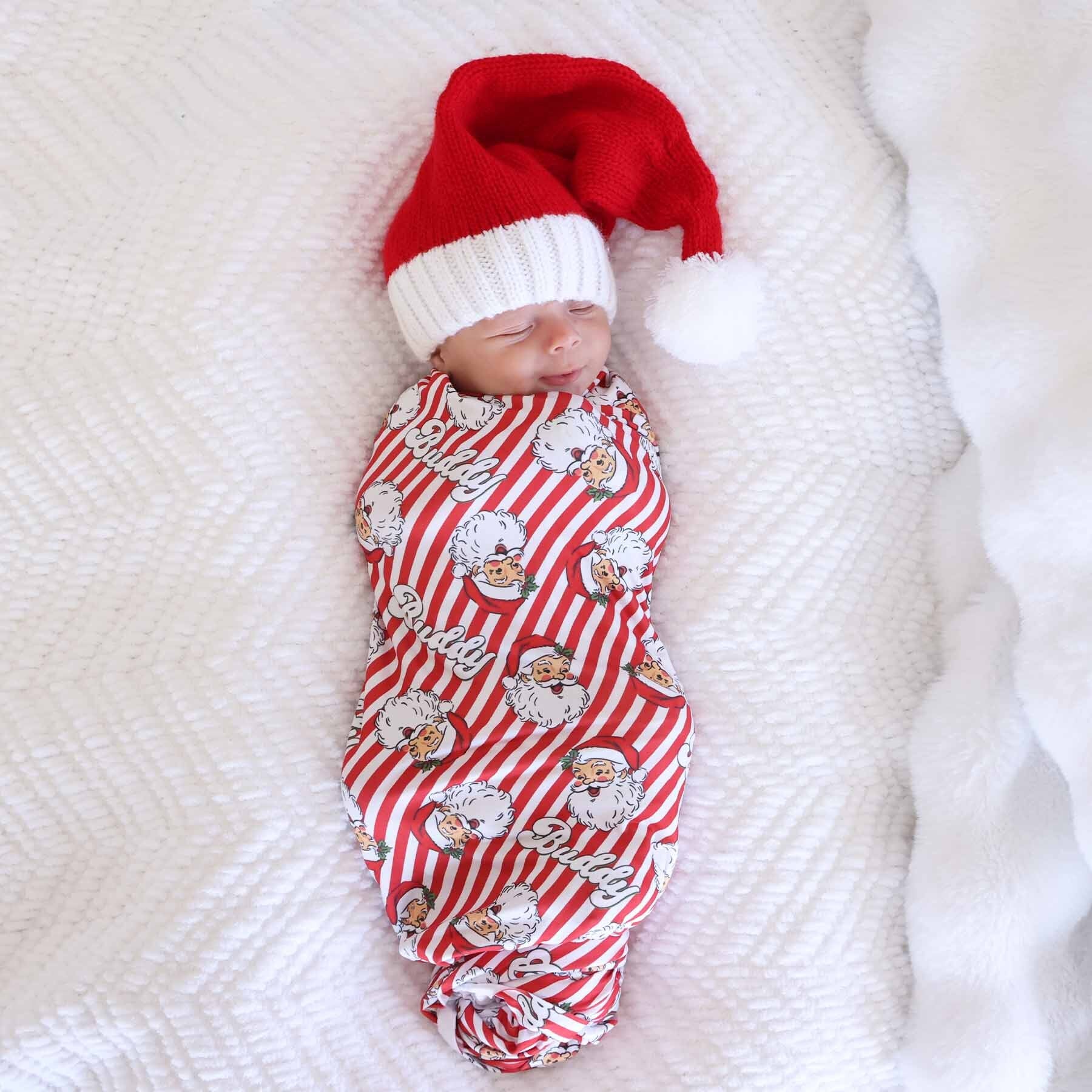 Santa Claus Lane Personalized Swaddle Blanket