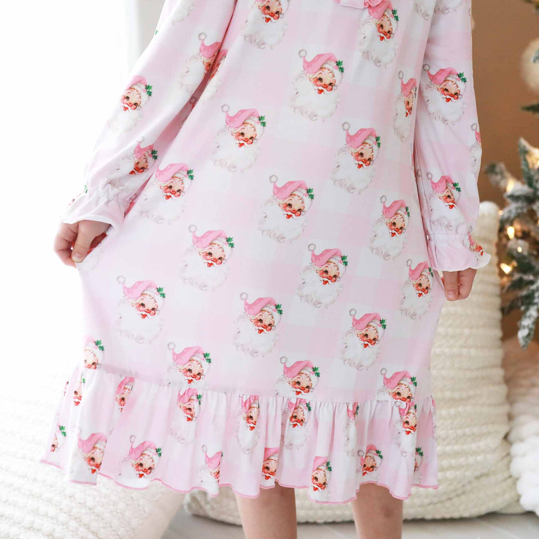 christmas vintge santa nightgown for girls pink