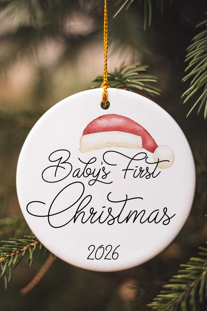 personalized ceramic christmas ornament santa hat 