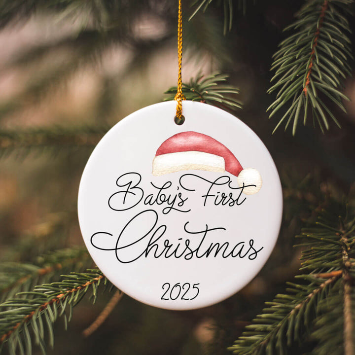 personalized ceramic christmas ornament santa hat 