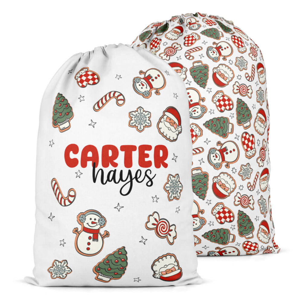 santa's cookies personalized present sack for kids 