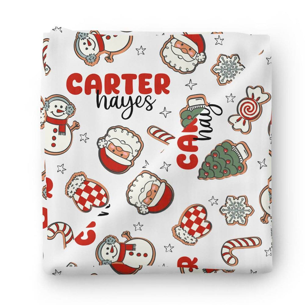 santa's cookies personalized swaddle blanket