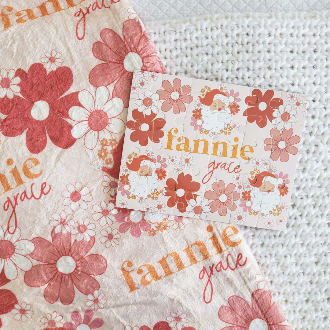 floral santa personalized name puzzle 