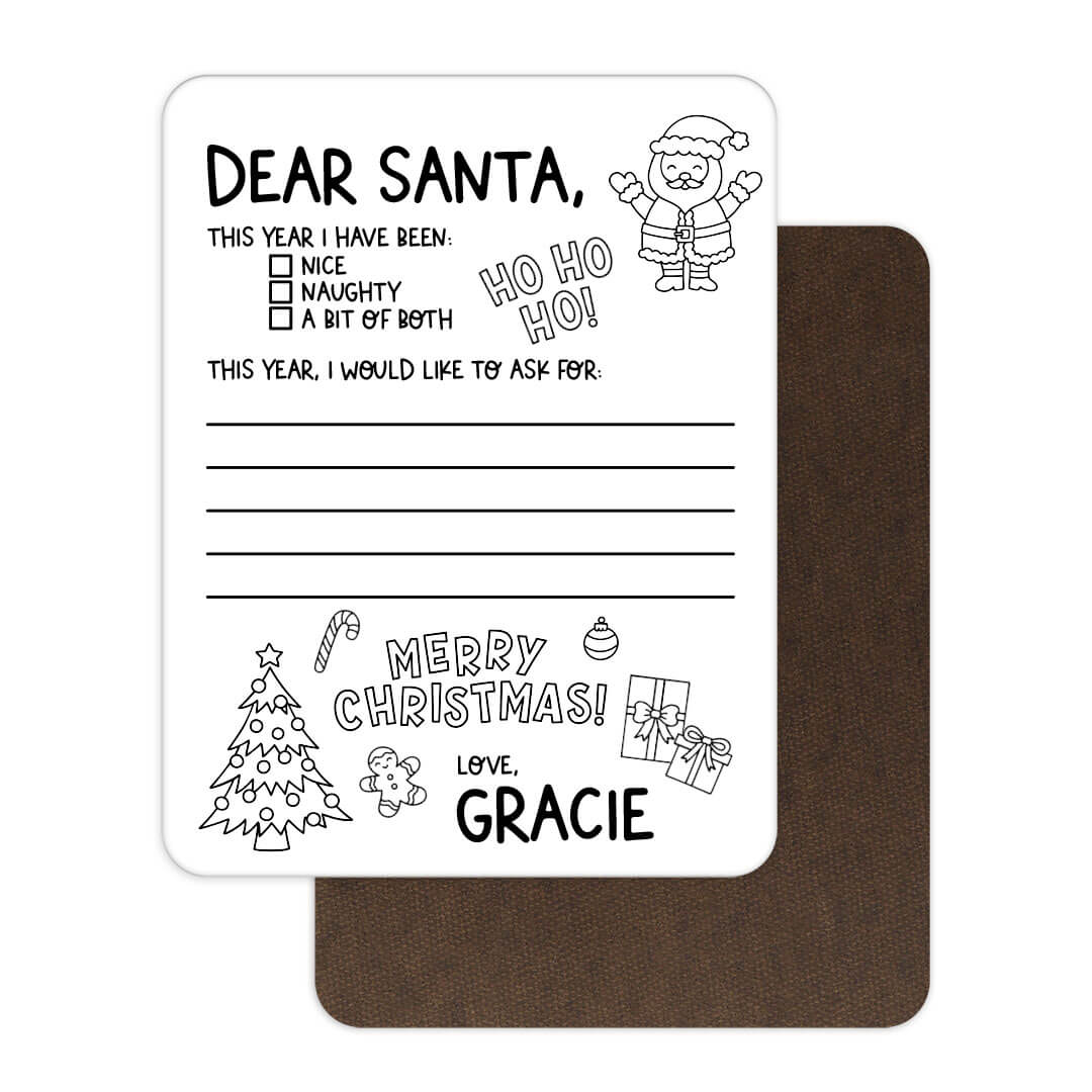 dear santa christmas list whiteboard for kids personalized with name