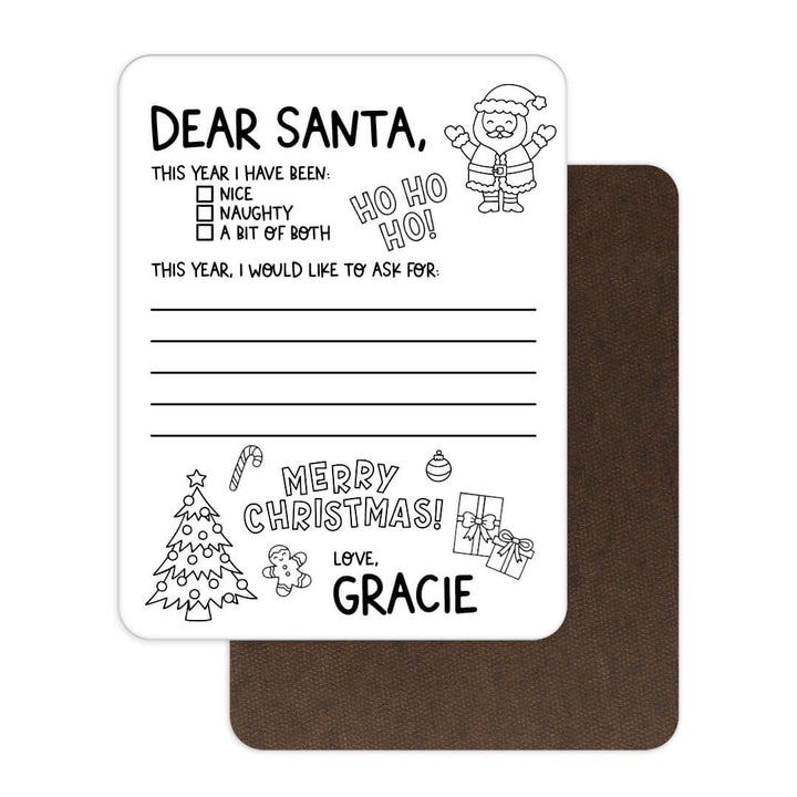 dear santa christmas list whiteboard for kids personalized with name