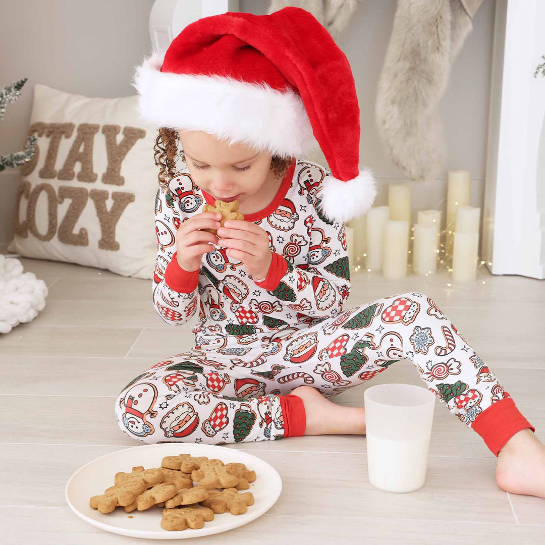 christmas cookie bamboo pajama set for kids 