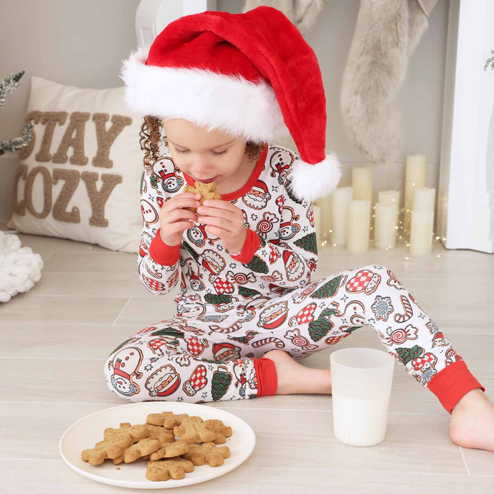 christmas cookie bamboo pajama set for kids 