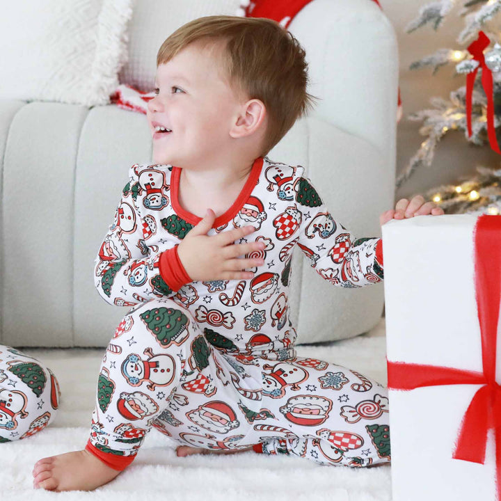 family matching pajamas christmas cookies