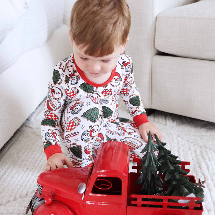 gender neutral christmas cookie pajama set for kids 