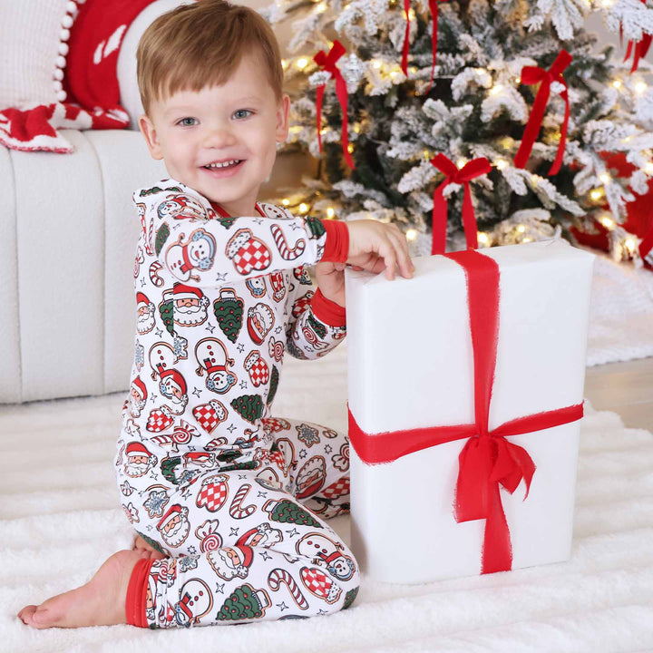 kids christmas pajama set with cookies