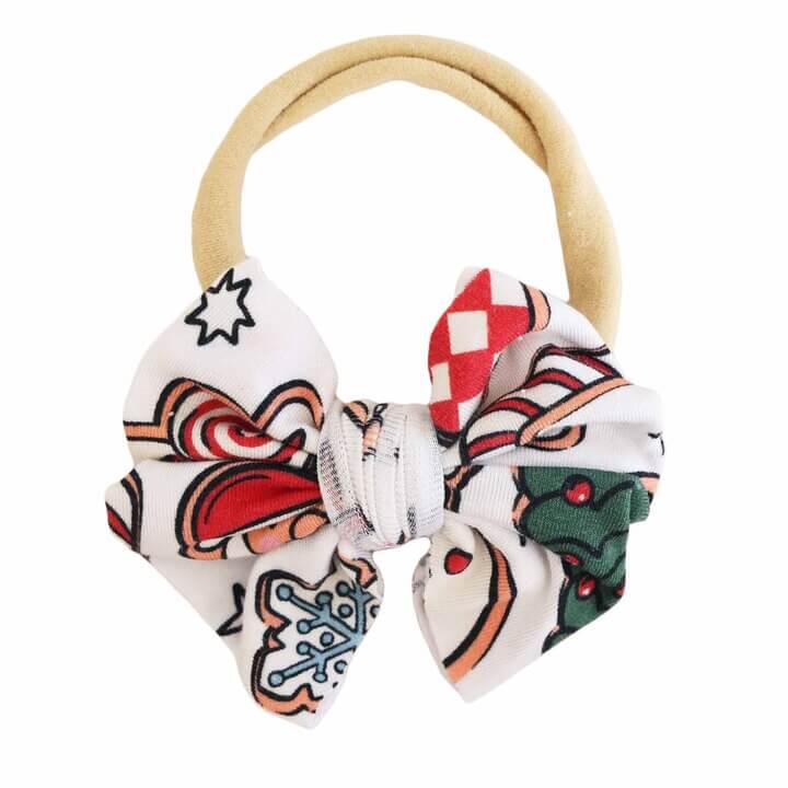 santa's cookies knit bow headband 