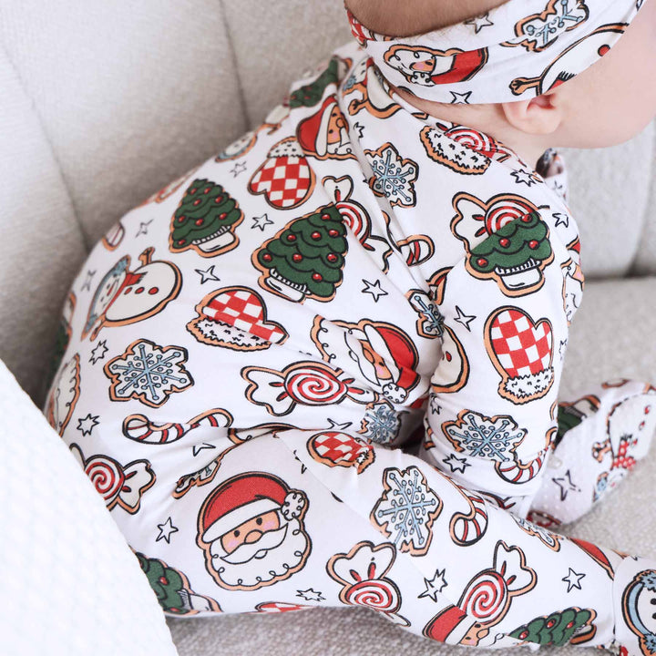 christmas cookies bamboo zipper footie for babies 