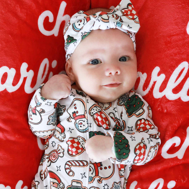 baby christmas pajamas footie with cookies 