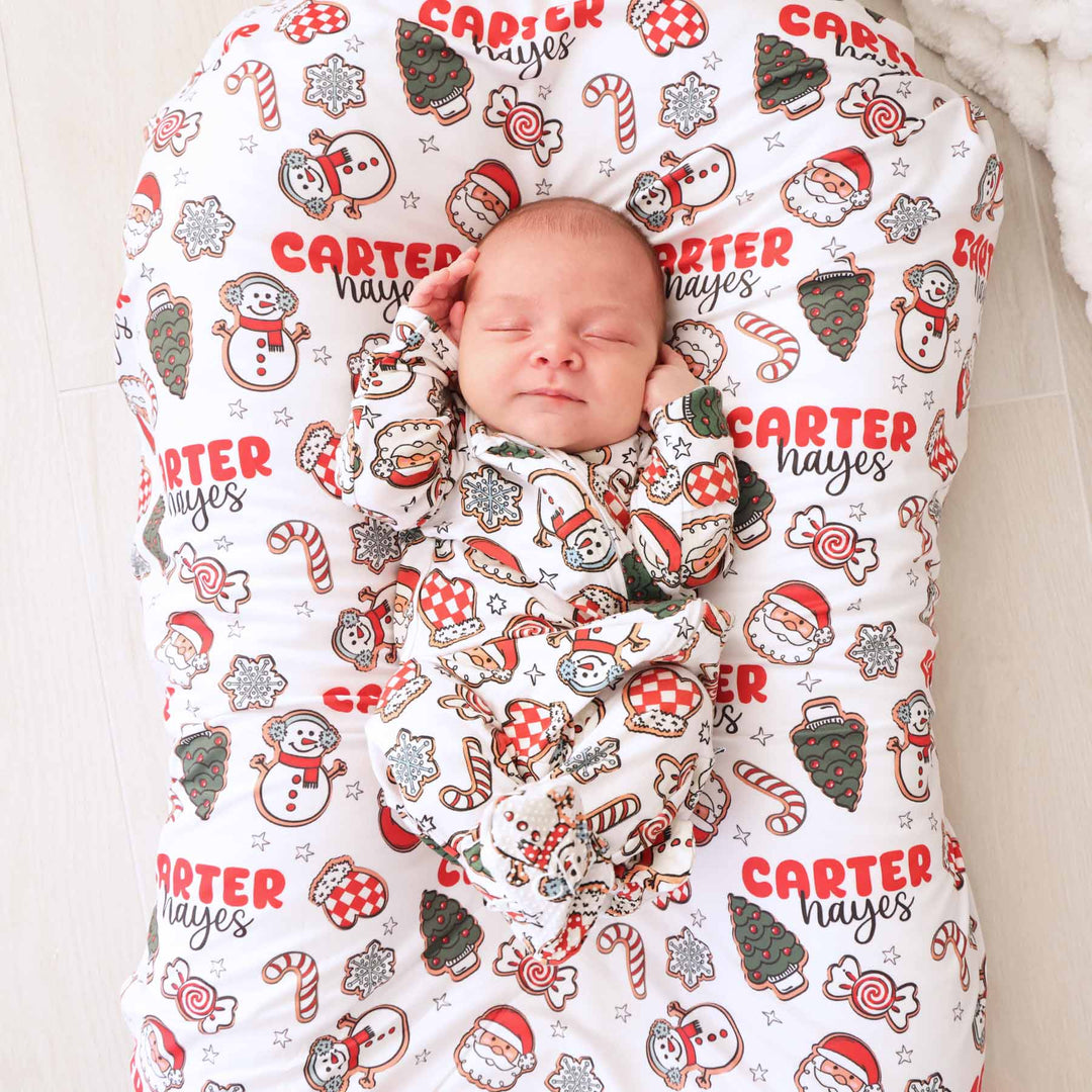 christmas personalized swaddle blanket for babies with cookies