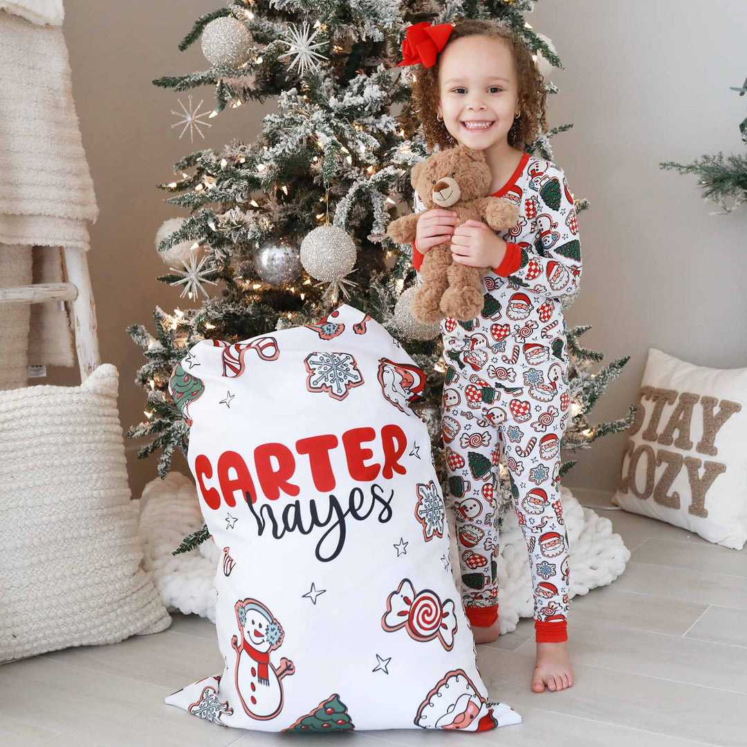 personalized santa sack for kids christmas cookies